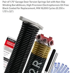 Garage Door Torsion Spring Set - Black with Gold Accent